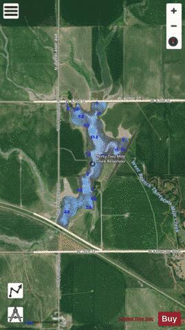 Thirty-Two Mile Creek Reservoir depth contour Map - i-Boating App - Satellite