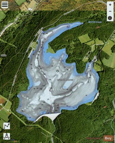 Ingersoll Reservoir depth contour Map - i-Boating App - Satellite