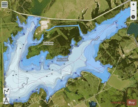 Tradinghouse Creek Reservoir depth contour Map - i-Boating App - Satellite