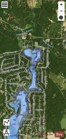 Hide-A-Way Lake Number Two depth contour Map - i-Boating App - Satellite