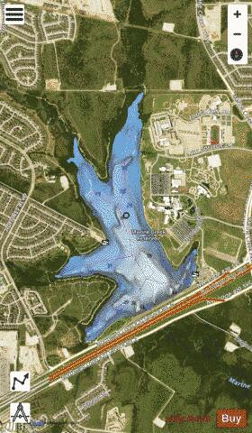 Marine Creek Reservoir depth contour Map - i-Boating App - Satellite