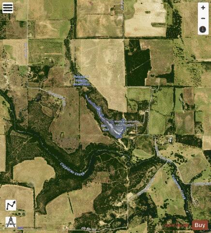 Wolfe Pecanlands Lake Number 1 depth contour Map - i-Boating App - Satellite