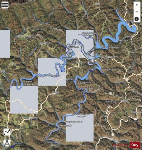 John W. Flannagan Reservoir depth contour Map - i-Boating App - Satellite