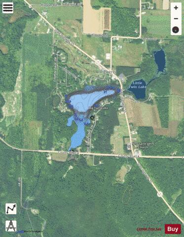 Big Twin Lake depth contour Map - i-Boating App - Satellite