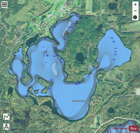 Birch Island Lake depth contour Map - i-Boating App - Satellite