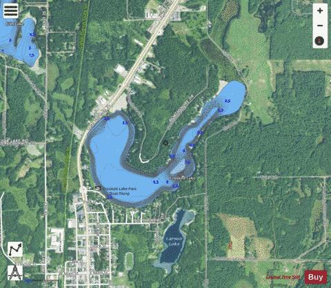 Crooked Lake depth contour Map - i-Boating App - Satellite