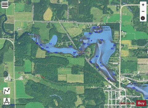 Upper Red Lake depth contour Map - i-Boating App - Satellite