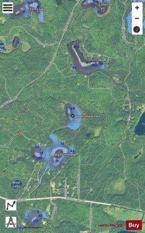 Upper Island Lake depth contour Map - i-Boating App - Satellite