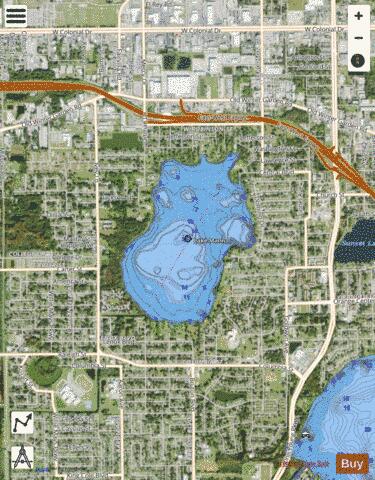 Mann depth contour Map - i-Boating App - Satellite