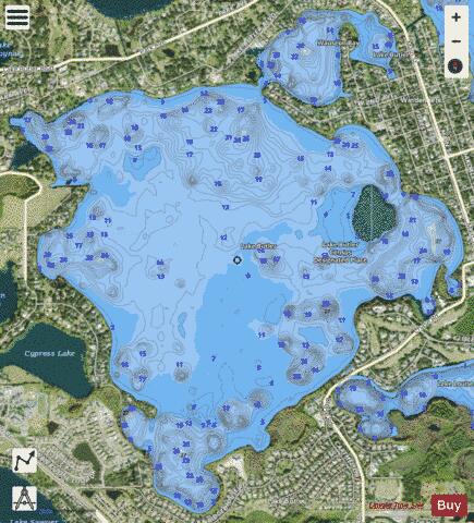 LAKE BUTLER depth contour Map - i-Boating App - Satellite