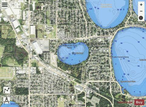 LAKE DEER depth contour Map - i-Boating App - Satellite