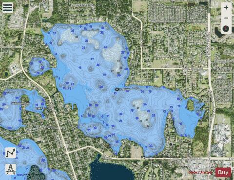 LAKE DOWN depth contour Map - i-Boating App - Satellite