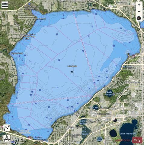 LAKE EUSTIS depth contour Map - i-Boating App - Satellite