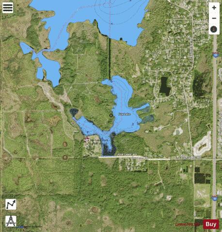 FOX LAKE depth contour Map - i-Boating App - Satellite