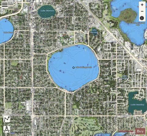 LAKE HOLLINGSWORTH depth contour Map - i-Boating App - Satellite