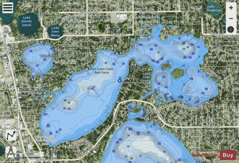 LITTLE LAKE CONWAY depth contour Map - i-Boating App - Satellite