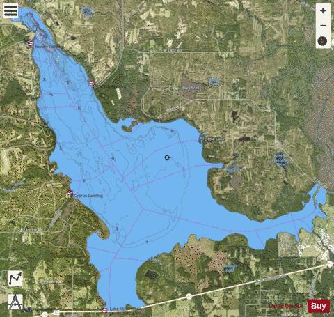 LAKE MICCOSUKEE depth contour Map - i-Boating App - Satellite