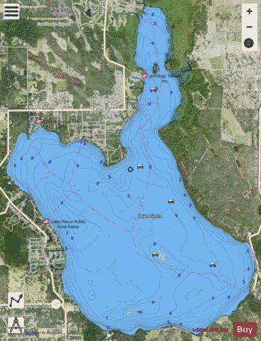 LAKE PIERCE depth contour Map - i-Boating App - Satellite