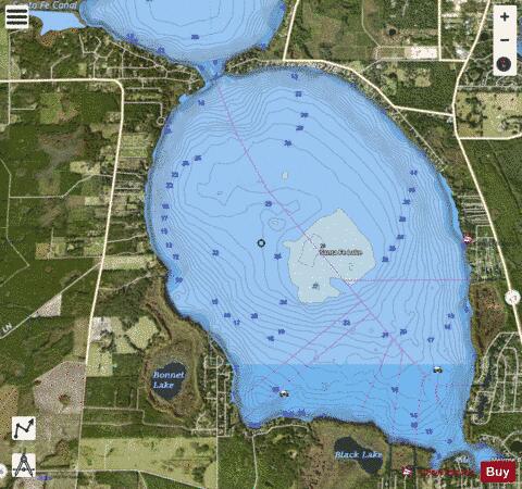 SANTA FE LAKE depth contour Map - i-Boating App - Satellite