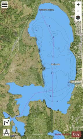 SOUTH LAKE depth contour Map - i-Boating App - Satellite