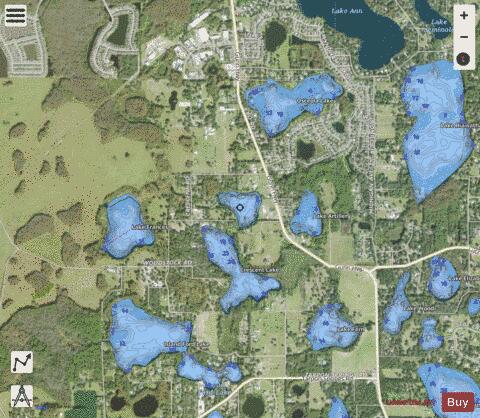 LAKE WASTENA depth contour Map - i-Boating App - Satellite
