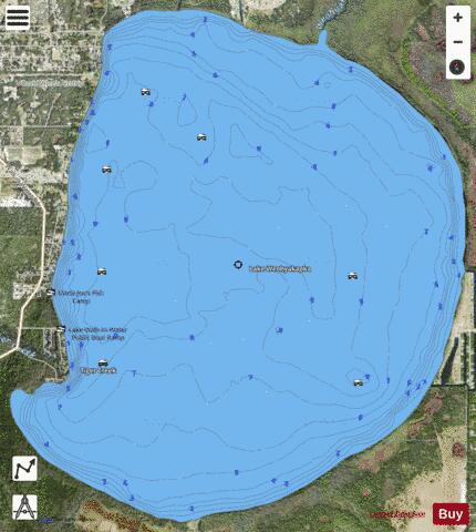 LAKE WEOHYAKAPKA depth contour Map - i-Boating App - Satellite