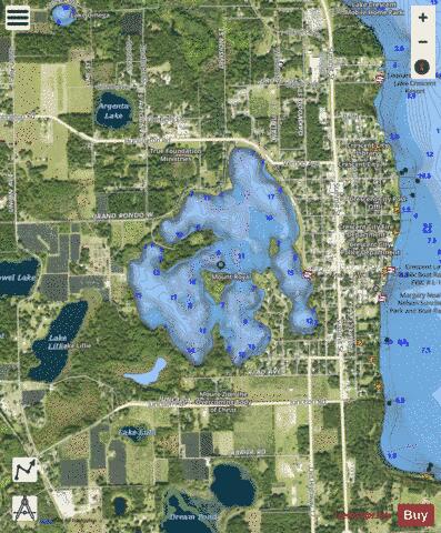 STELLA LAKE depth contour Map - i-Boating App - Satellite