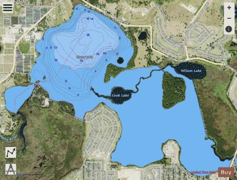Cherry Lake depth contour Map - i-Boating App - Satellite