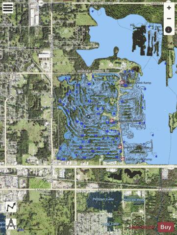 Saddle Creek Park Lake depth contour Map - i-Boating App - Satellite