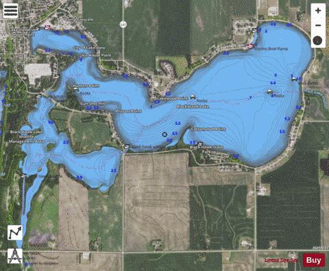Black Hawk Lake depth contour Map - i-Boating App - Satellite