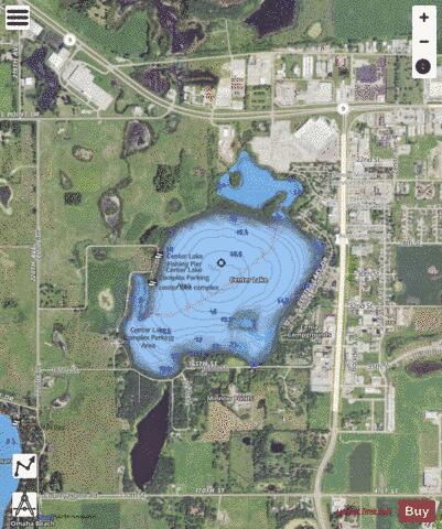 Center Lake depth contour Map - i-Boating App - Satellite