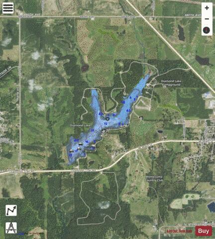 Diamond Lake depth contour Map - i-Boating App - Satellite