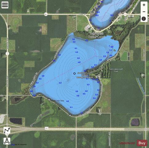 South Twin Lake depth contour Map - i-Boating App - Satellite
