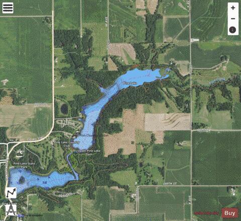 Upper Pine Lake depth contour Map - i-Boating App - Satellite