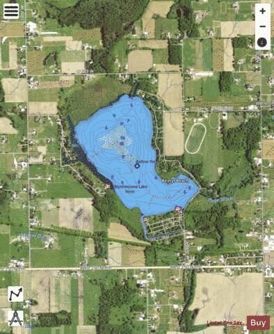 Shipshewana Lake depth contour Map - i-Boating App - Satellite