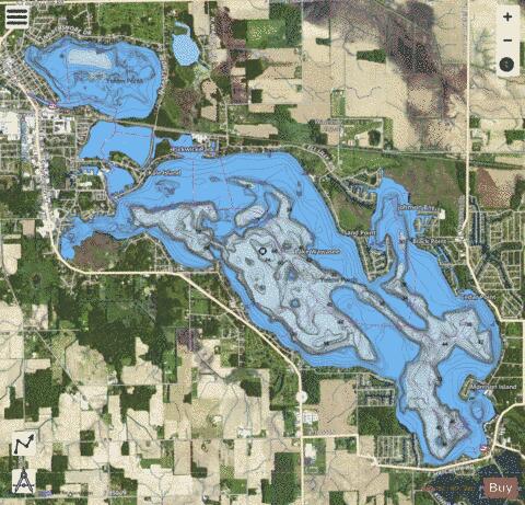 Lake Wawasee / Syracuse depth contour Map - i-Boating App - Satellite