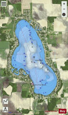 Lake of the Woods - Marshall County depth contour Map - i-Boating App - Satellite