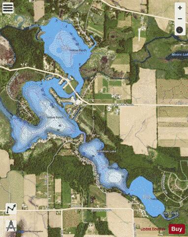 Waldron Lake, Steinbarger lake, Jones lake depth contour Map - i-Boating App - Satellite