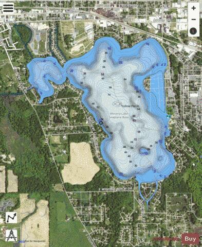 Winona Lake depth contour Map - i-Boating App - Satellite
