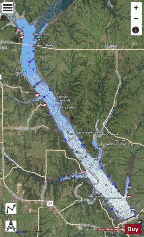 Tuttle Creek Lake depth contour Map - i-Boating App - Satellite