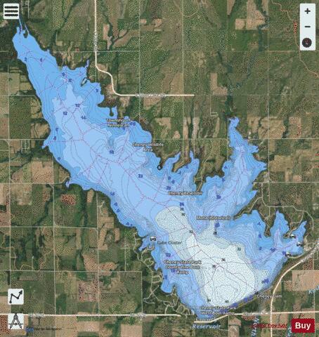 Cheney Lake depth contour Map - i-Boating App - Satellite