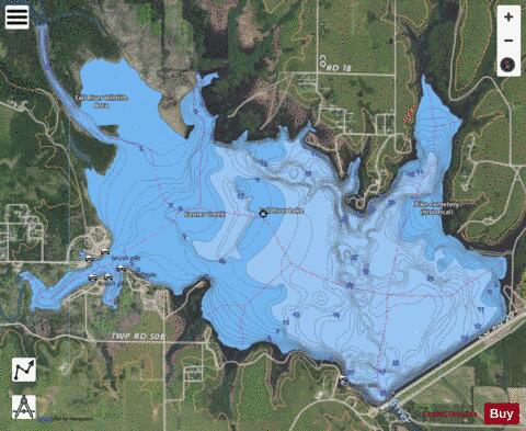 Fall River Reservoir depth contour Map - i-Boating App - Satellite