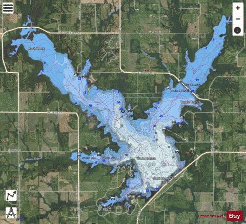 Hillsdale Reservoir depth contour Map - i-Boating App - Satellite