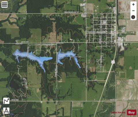 Thayer Old City Lake depth contour Map - i-Boating App - Satellite