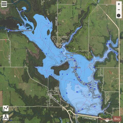 Toronto Reservoir depth contour Map - i-Boating App - Satellite