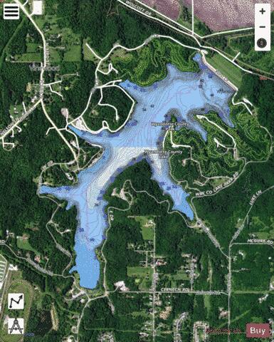 Wyandotte Co. Lake depth contour Map - i-Boating App - Satellite
