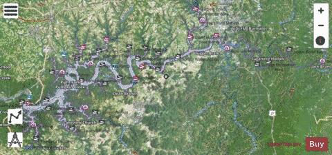 Lake Cumberland depth contour Map - i-Boating App - Satellite