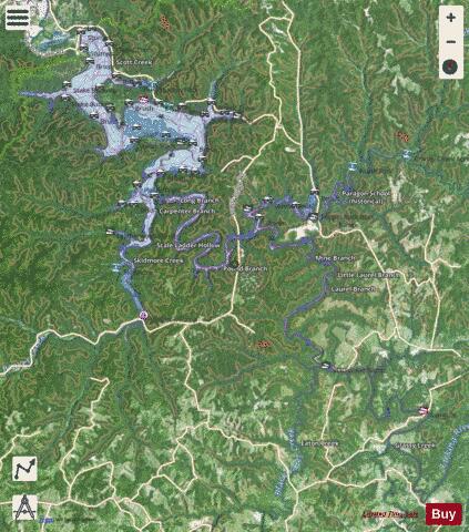 Cave Run Lake depth contour Map - i-Boating App - Satellite