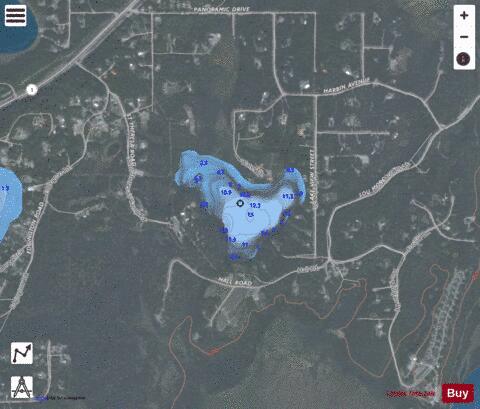 Hall Lake depth contour Map - i-Boating App - Satellite