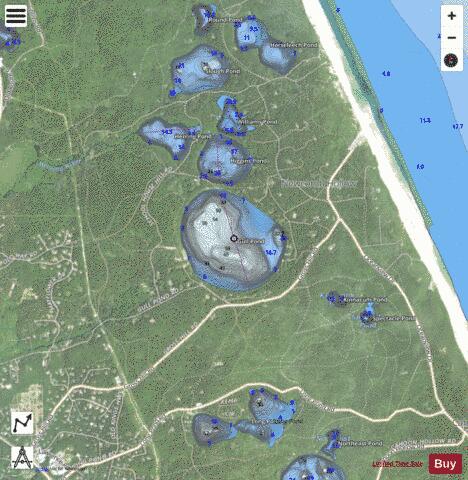 Gull Pond depth contour Map - i-Boating App - Satellite